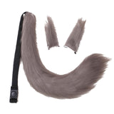 Maxbell 3x Plush Ears and Tail Set Women Girls Cosplay for Dance Fancy Prop Carnival gray