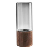 Maxbell Modern Flower Vase Wood Base Cylinder Vases Table Centerpiece Glass Vase L