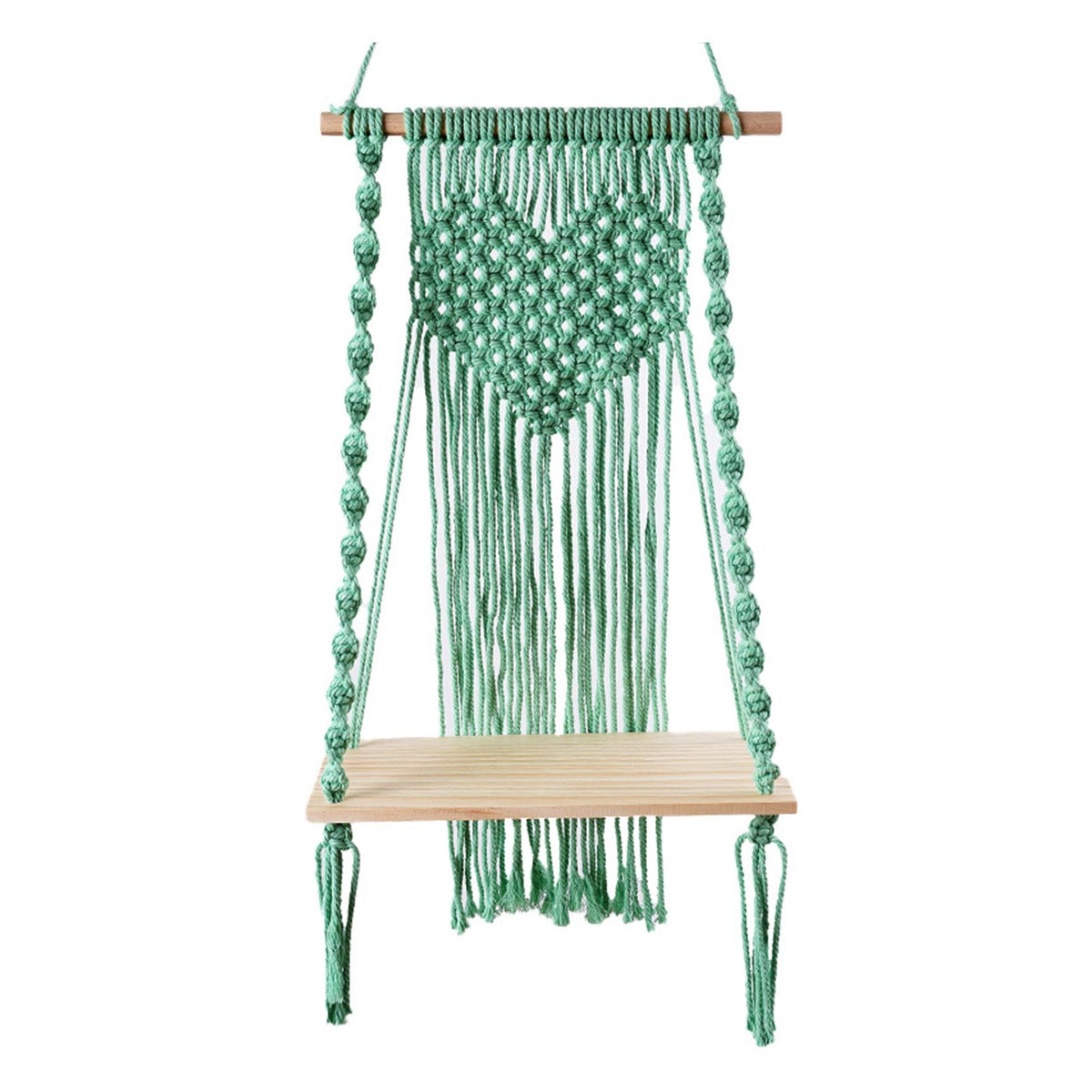 Maxbell Macrame Wall Hanging Shelf Basket Hanger Holder Boho Woven Rope for Home Green