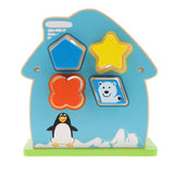 Maxbell Wooden Geometric Intelligence House Shape Sorter Matching Blocks for Toddler