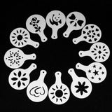 Max 12pcs Coffee Barista Stencils Template Strew Flowers Duster Spray Symbol