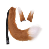 Maxbell Faux Fur Ears and Tail Set Fancy Dress Costume for Birthday Carnival Party Brown White