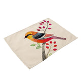 Maxbell Bird Priting Insulation Bowl Plate Placemat Dining Pad Western Table Mats 4