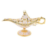 Maxbell Shiny Vintage Metal Aladdin Genie Light Lamp Tabletop Accent Gold-White