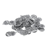 Maxbell 50Pcs Tibetan Silver yoga filigree hollow  forest Tree Round Charms Crafts