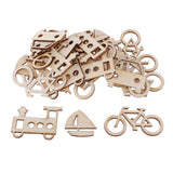 Maxbell 50 Pieces Unfinished Wood Vehicle Shape Wooden Pieces Embellishments 60x30mm