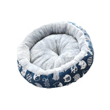 Maxbell cat Dog Bed Kitten Hut 45cm Round Plush for Indoor Cats Small Pets Blue Cat