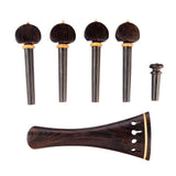 Max Wooden Violin Parts Set Tailpiece + Tuning Peg + Endpin for 4/4 Fiddle