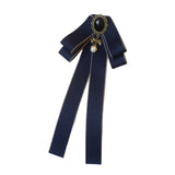 Maxbell Ribbon Bow Tie Brooch Neck Tie Cocktails Party Graduation Bowknot Brooch Pin Dark Blue