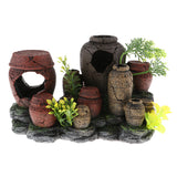 Max Aquarium Ornaments Reptile Hide Cave for Fish Tank Decoration Jar Mountain