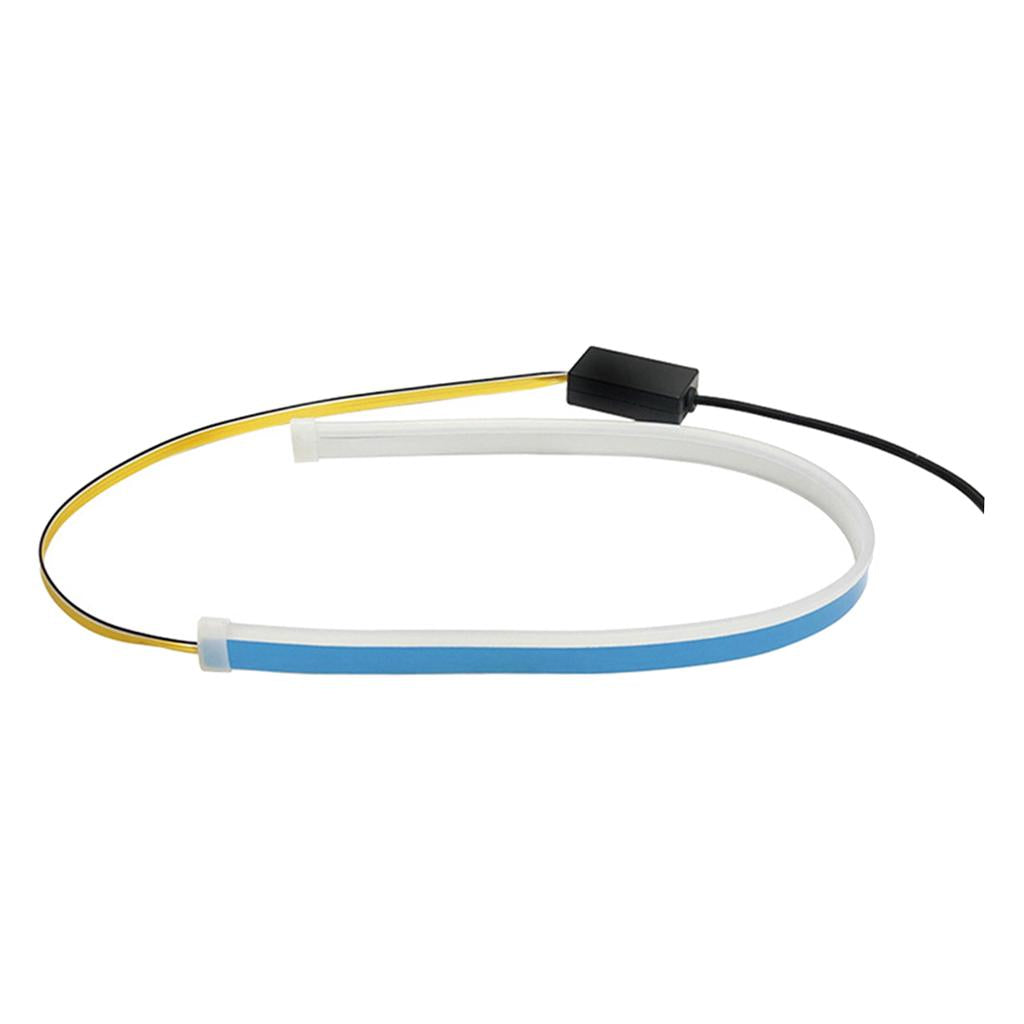 Maxbell 2xFlexible Tube LED Strips Daytime Turn Signal Lights 60cm Deep Blue+Yellow