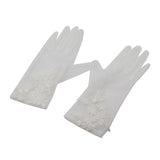 Maxbell Women Lace Glove White Floral Gloves Wrist Length Thin Bridal Gloves