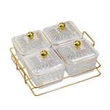 Maxbell Divided Serving Dishes Dried Fruit Plate Nuts Tray for Snacks Clear 4 Grids