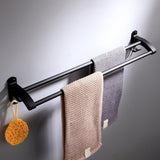 Max 59 cm aluminum black matte bathroom towel rack with hooks Black_2 bars - Aladdin Shoppers