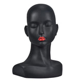 Maxbell PVC Mannequin Female Head Model Dummy Wig Glasses Hat Display Stand Black