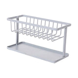 Maxbell Kitchen Sponge Holder Length Drainer with Drain Tray for Countertop  Gray