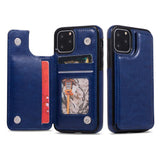 Max PU Leather Anti-fall Phone Back Cover Case For iPhone 11 5.8 inch Blue