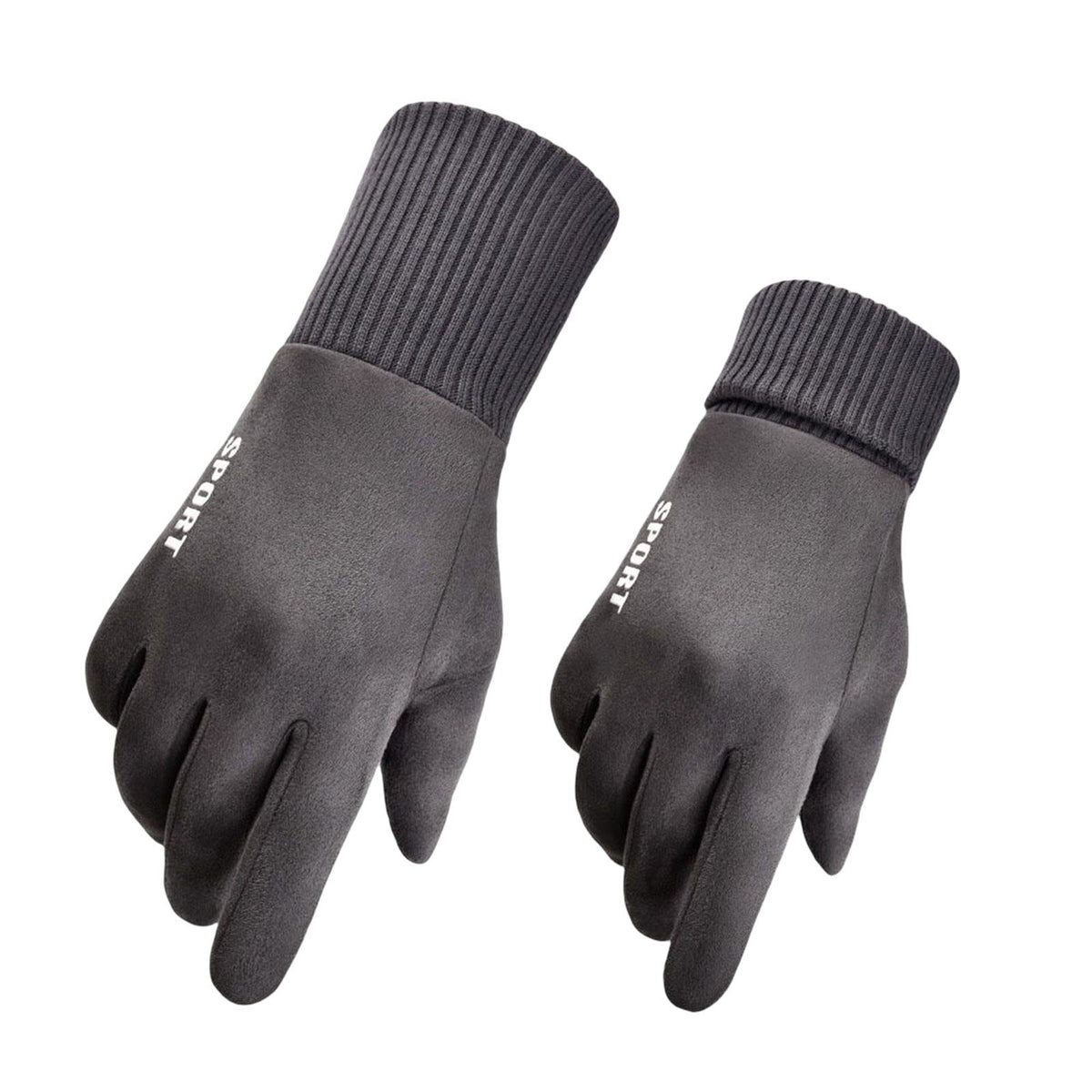 Maxbell Winter Warm Sports Gloves Suede Anti Slip for Running Skating Cold Weather Men Dark Gray