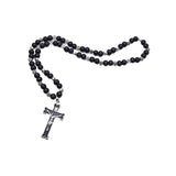 Maxbell Rosary Cross Pendant for Men Women Rosary Prayer Beads Rosary Cross Necklace black