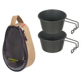 Maxbell Stainless Steel Bowl Picnic Cookware with Storage Bag for Beach BBQ Hiking Khaki