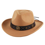 Maxbell Cowboy Hat Wide Brim Casual Cowgirl Hat for Men Autumn Costume Accessories Khaki