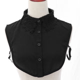 Max Fake Collar Embroidery Floral Detachable Half Blouse False Collar Bib Black