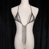 Max Women metal alloy tassel bikini body chain Silver