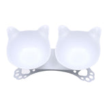 Maxbell Elevated Cat Double Bowls Raised Pet Water Food Feeder Feeding Dishes Tilted White