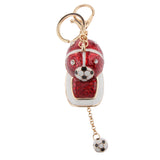 Maxbell Fashion Rhinestone Crystal Football Cap Charm Purse Bag Key Ring Keychain Keyfob