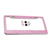 Maxbell Chrome Diamonds/Crystals Bling Metal Car License Plate Frame  Pink