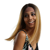 Maxbell Natural Middle Part Wig Synthetic Long Straight Hair For Woman Ombre 02