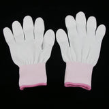 Max White Nylon Knitted PU Coated Inspection Work Gloves Jewelry Coin Elastic S