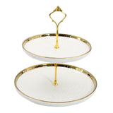 Maxbell 2 Tier Cupcake Stand Elegant Serving Tray for Fruit Baby Shower Living Room White