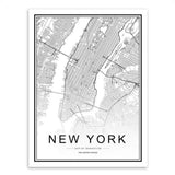 Maxbell Nordic World City Map Poster Art Canvas Painting Home Decor 6#  30x40cm