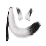 Maxbell Faux Fur Ears and Tail Set Fancy Dress Costume for Birthday Carnival Party White Black