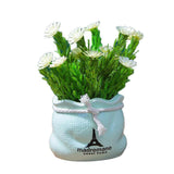 Max Potted  Artificial Daisy Flower Pot Bonsai Fake Plant in Vase White Flower