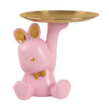 Maxbell Rabbit Figurines Modern Statue Ornament for Living Room Housewarming Bedroom Pink