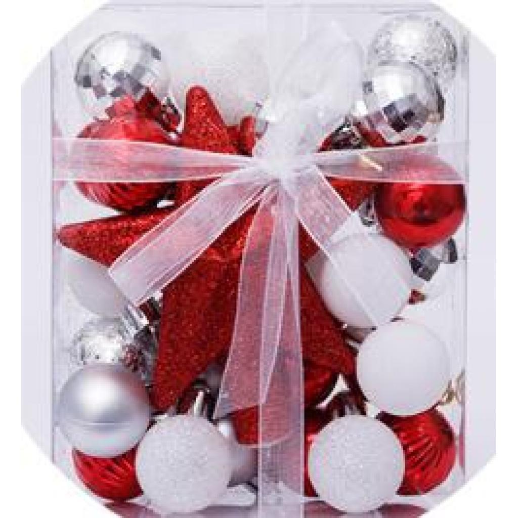 Maxbell Christmas Ball Ornaments Decorative Tree Top Star for Xmas Holiday Red White Gold