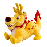 Maxbell Stuffed Dragon Plush Toy Cute Throw Pillow for Spring Festival Holidays Home Yellow