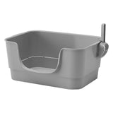 Maxbell Cat Litter Box Sturdy Cat Litter Basin Pet Supplies Open Top Pet Litter Tray Gray