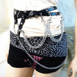 Maxbell Punk Leather Waist Belt Strap Harness Cincher Metal Chain Tassel Adjustable