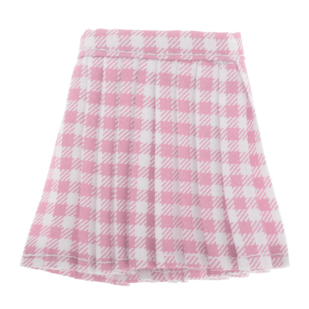 Maxbell 1/6 Doll Accessories Clothes for 12inch Dolls Skirt Pink Plaid