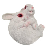 Max Small Resin Rabbit Bunny Figurine Statue Outdoor Lawn Yard Decor Hug _White