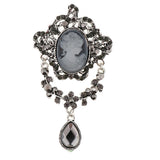 Maxbell Beauty Profile Brooch Pin Inlay Crystal Badge Enamel Alloy Charm  Silver