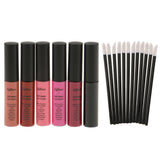 Max 6 Colors Matte Lip Gloss Long Lasting Liquid Lipsticks +12pcs Lip Brushes #C