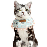 Maxbell Button Design Petal Pattern Cute Dog And Cat Collar Saliva Towel  Skyblue S