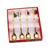 Maxbell 4x Christmas Coffee Spoon Reusable Coffee Stirring Spoon for Restaurant Xmas Aureate