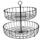 Maxbell 2 Tier Fruit Basket Bowl Organizer Storage Tray Tiered Stand Holder Home round black