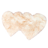 Max Heart Shaped Area Rug, Artificial Wool Shaggy Floor Mat Carpet White-Yellow