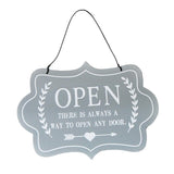 Max Wooden Open and Close Signs Double Sided Door Hanging Plaque Gray